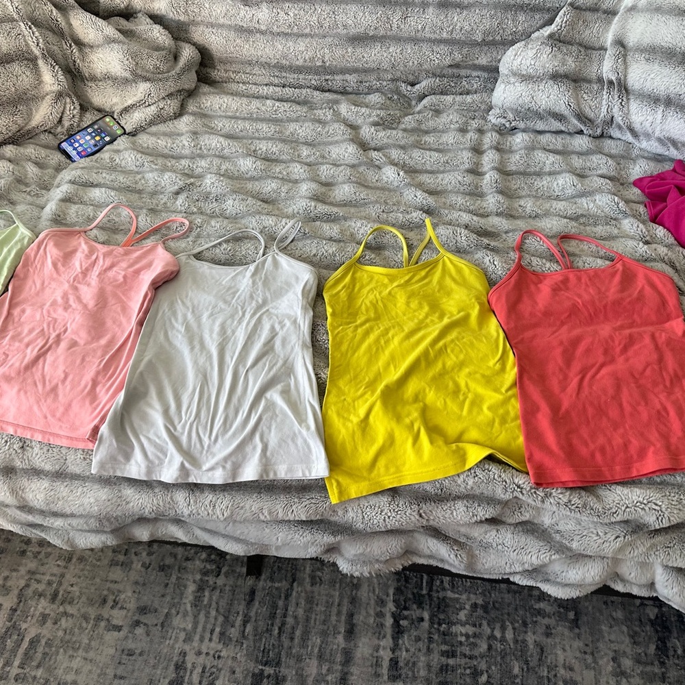 lululemon athletica Spaghetti Strap Tanks in Pink, White, Yellow, Coral